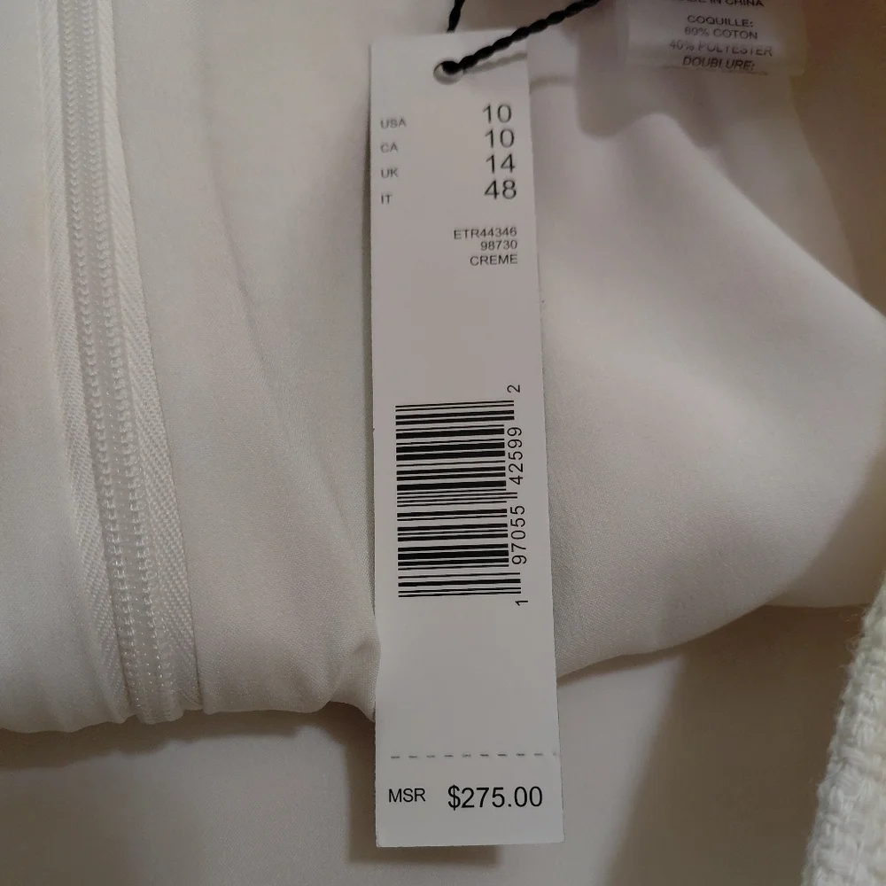 Elie Tahari Cream Classic Heavy Knit Mini Skirt Size 10 NWT